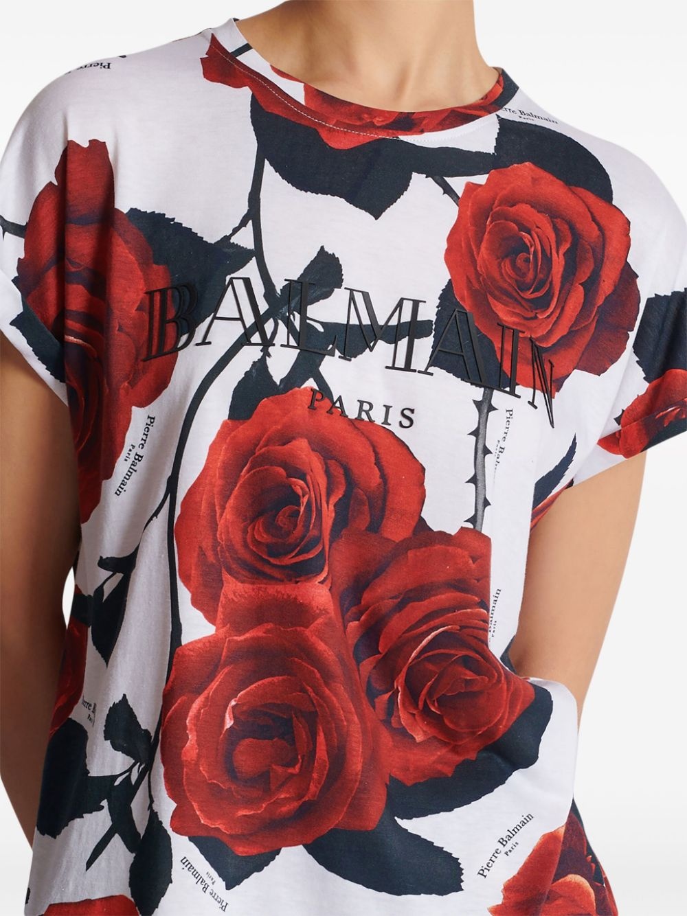 Roses-print cotton T-shirt - 6