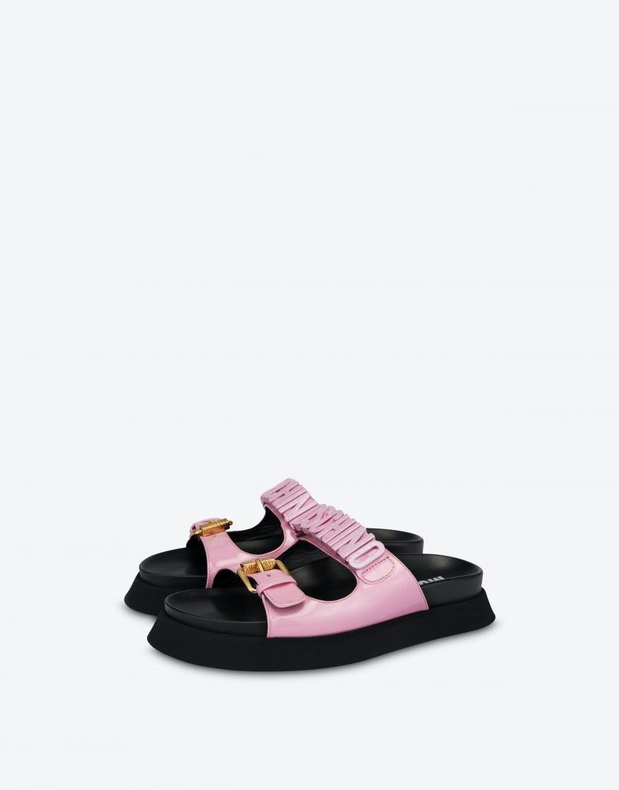 PATENT LEATHER SANDALS WITH BUCKLE - 1