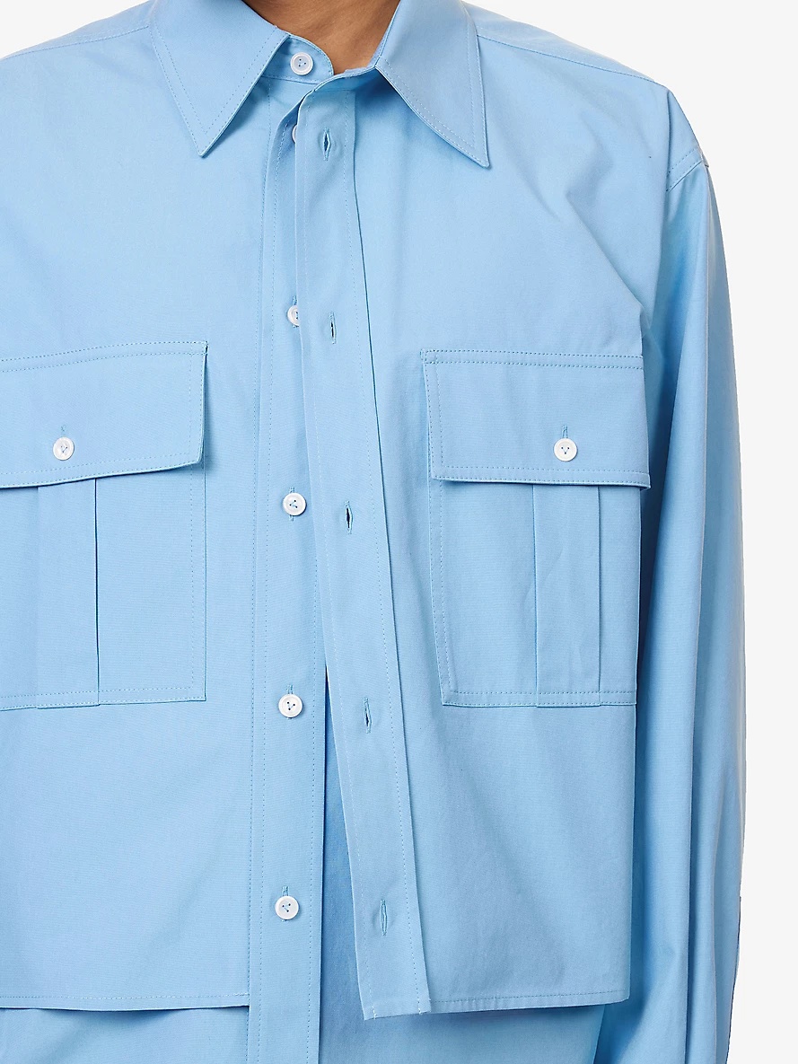 Layered flap-pocket cotton shirt - 6