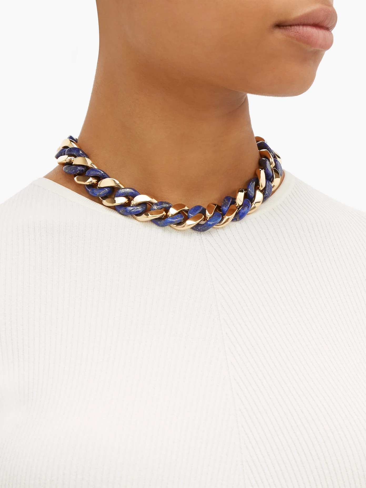 Lapis and gold-plated sterling silver necklace - 2