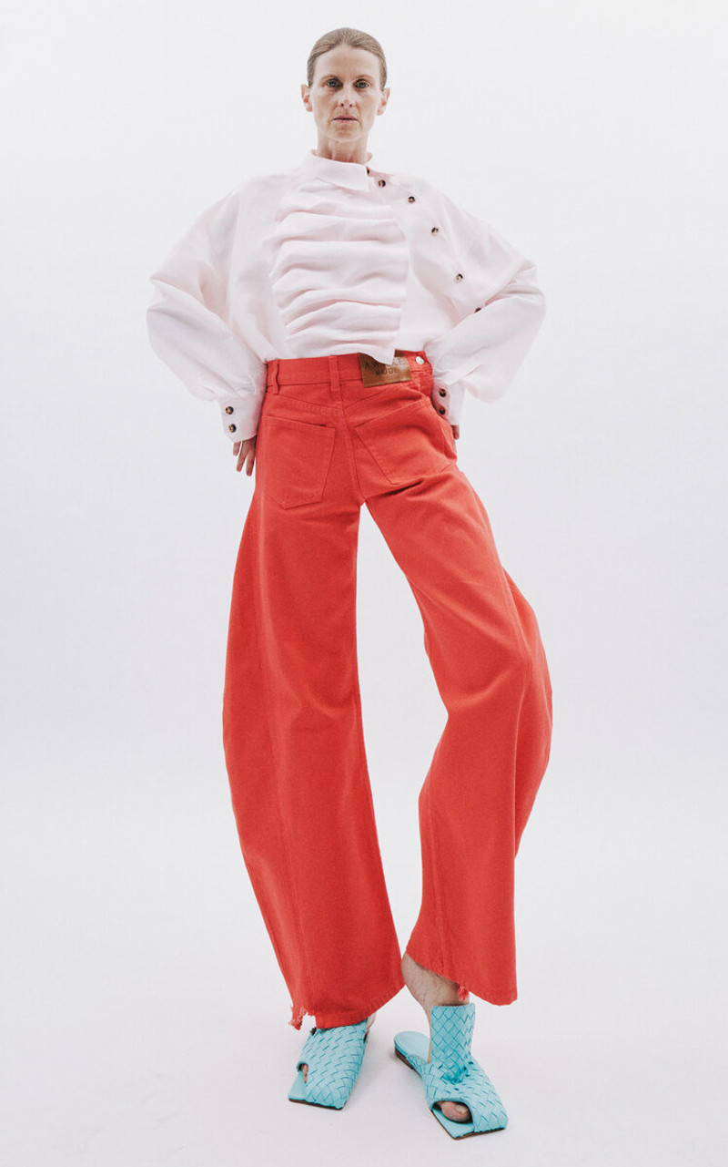 A.W.A.K.E. MODE Cotton Mirror Jeans with Side Inserts red outlook