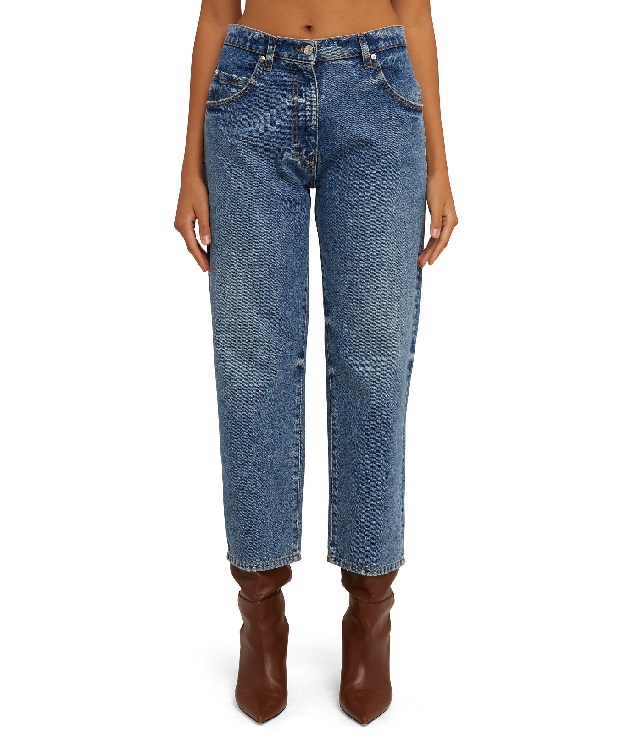Solid color jeans with straight legs - 2