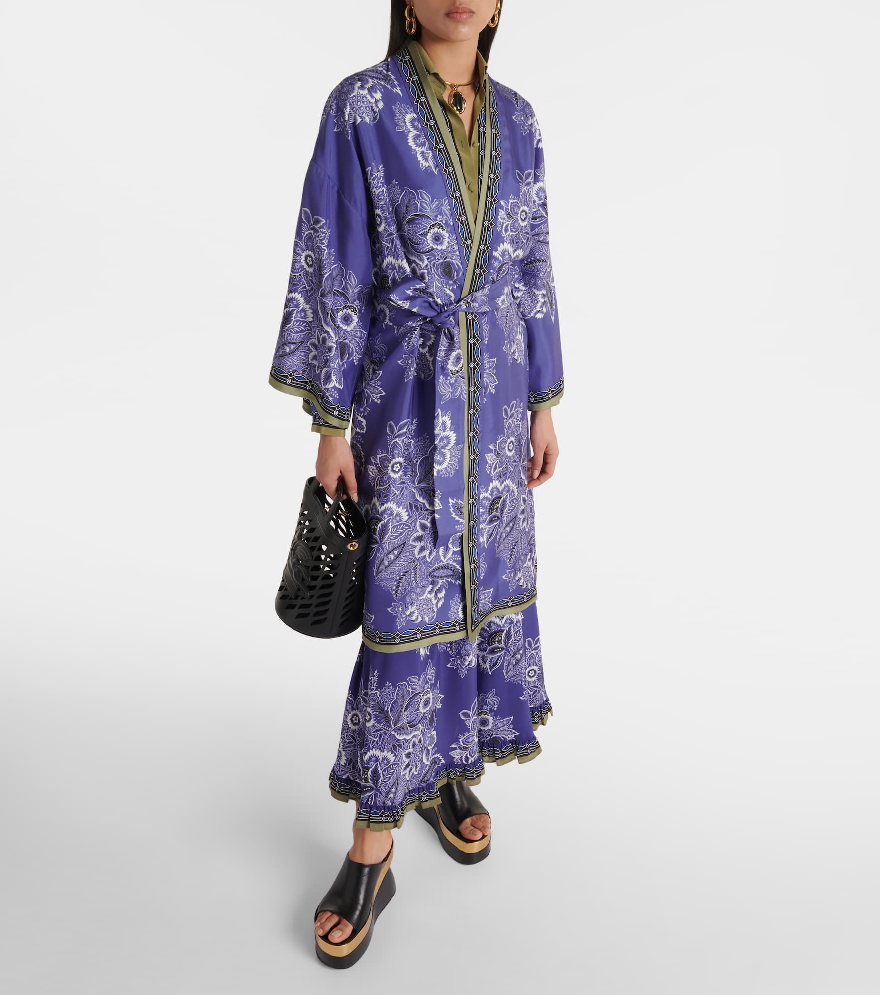 Printed silk twill robe - 2