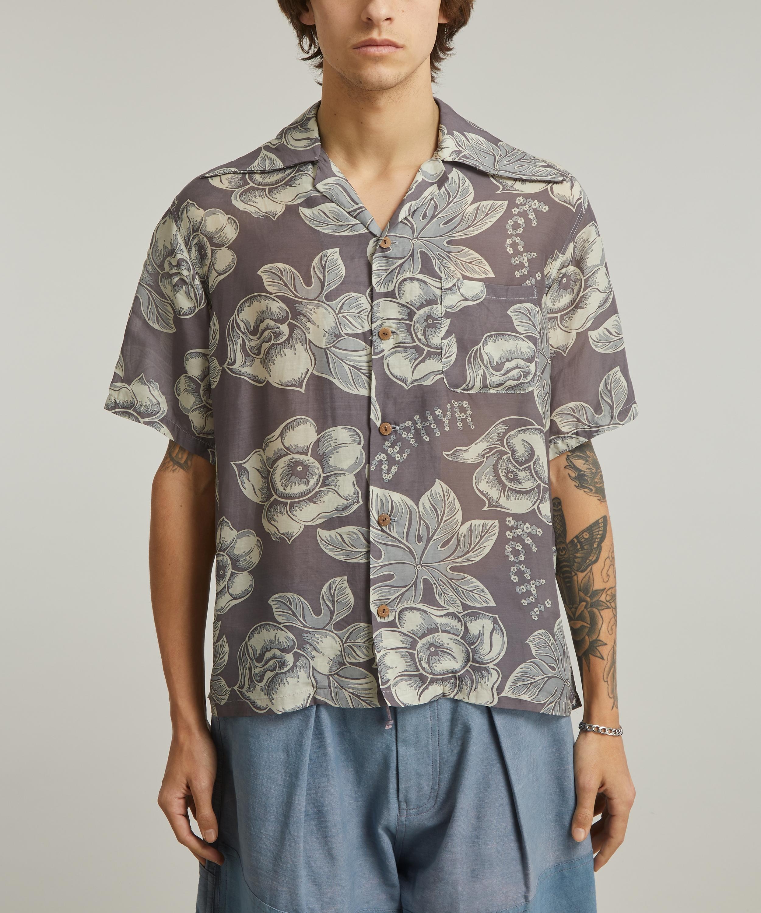 KOCHI&ZEPHYR ANEMONE RANGLE Collar Silk Rayon Aloha Shirt - 3