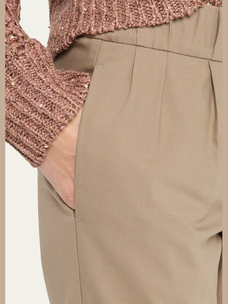 Cotton Slim-Leg Ankle Pull-On Pants 5