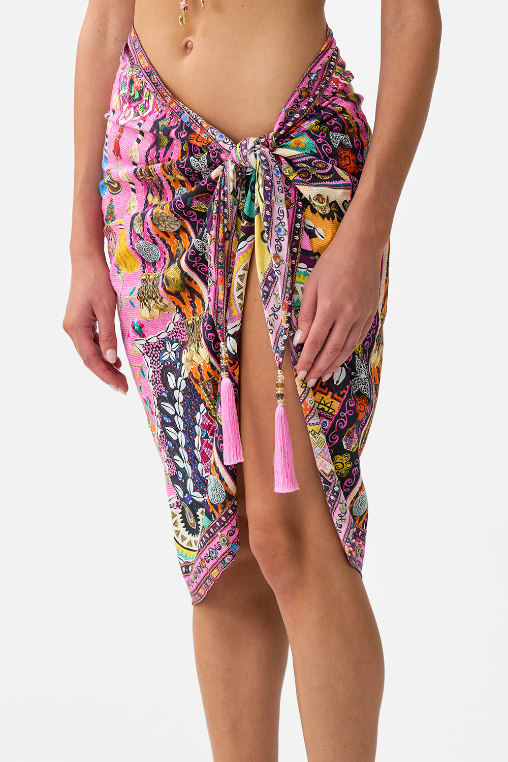 WOVEN SHORT SARONG WITH TASSELS - 5