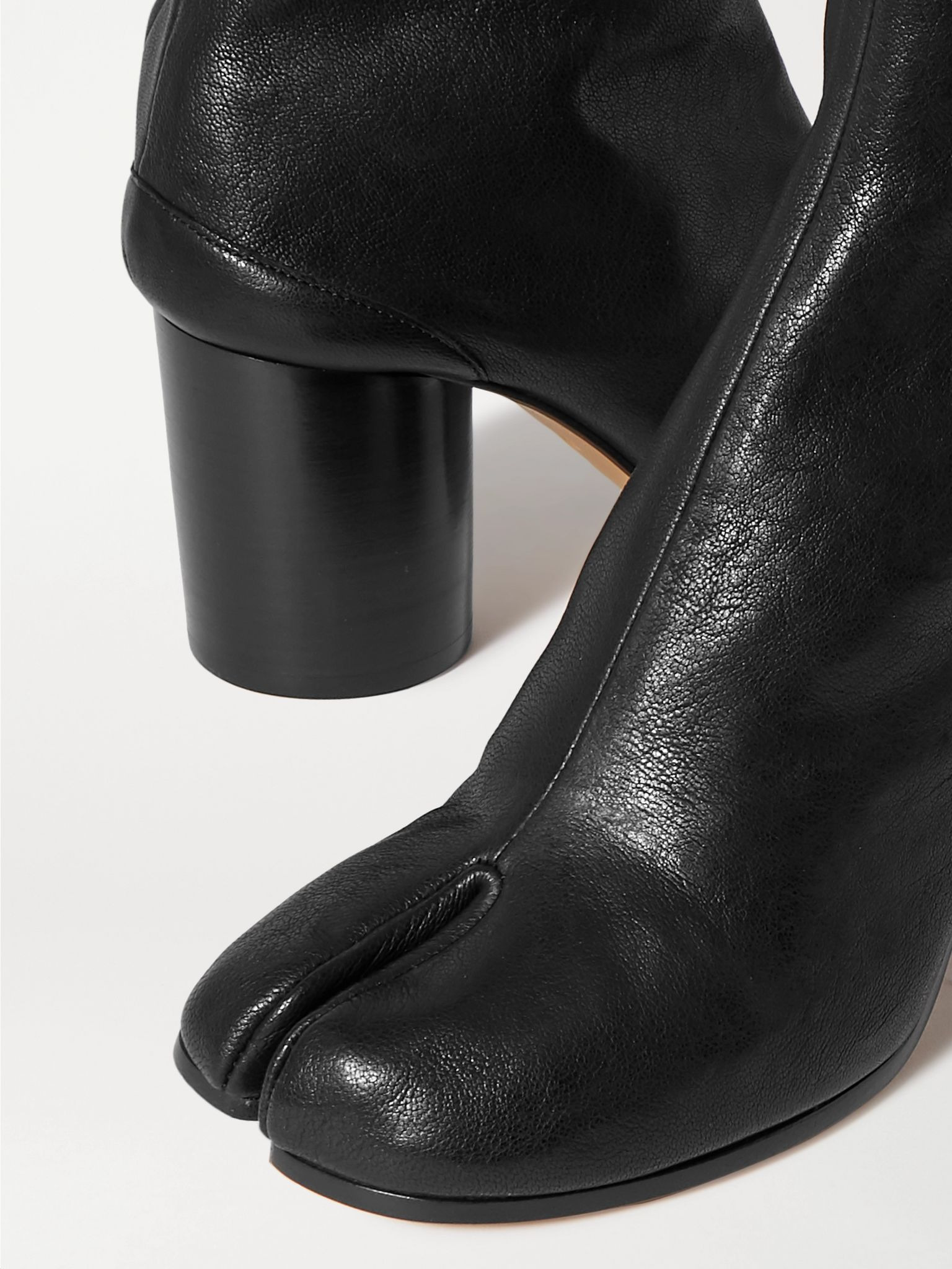 Tabi split-toe leather ankle boots Black - 4