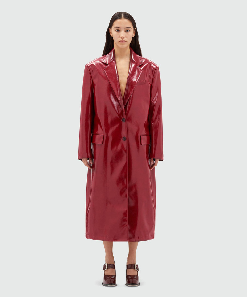 MSGM Red patent leather coat with structured shoulders outlook