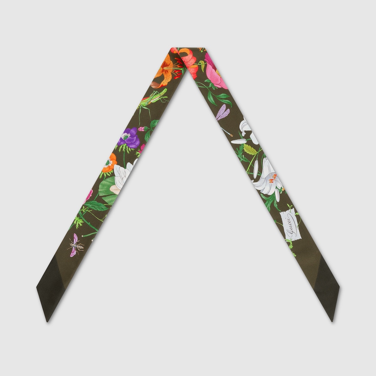 Printed silk twill neck bow - 2