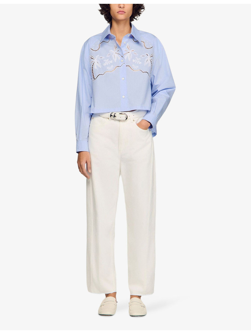 Sandro Relaxed-Fit Embroidered Cotton Shirt outlook