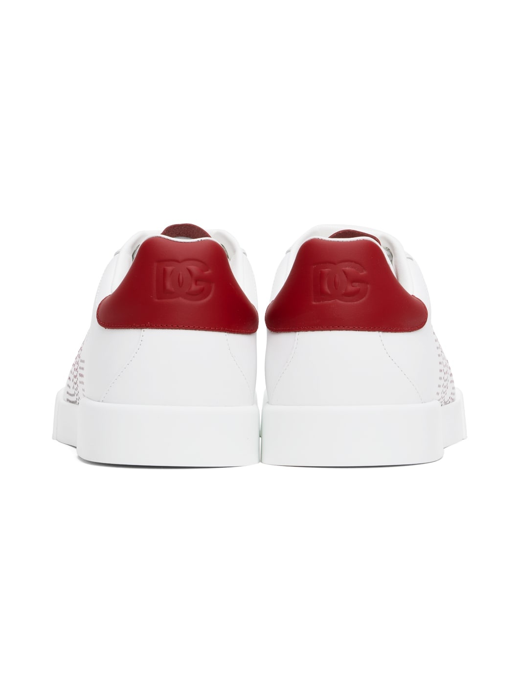 White & Red Calfskin Portofino Sneakers - 2