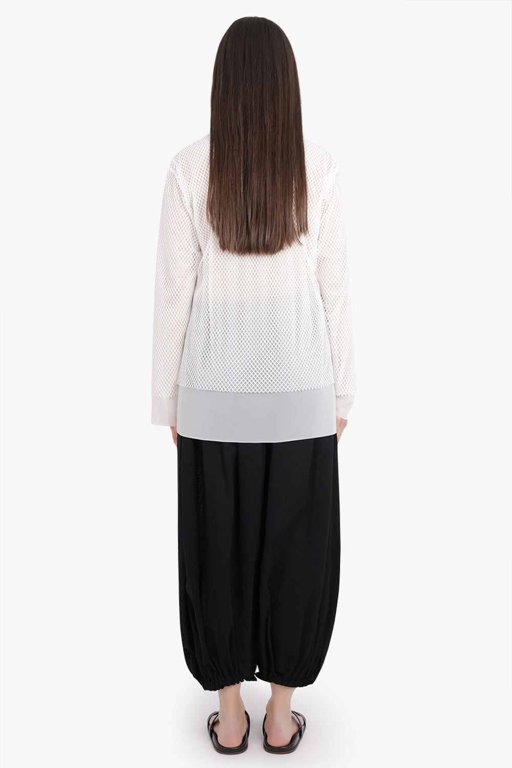 LAYERED L/S SHEER X NETTED MESH TOP | OFF WHITE - 5