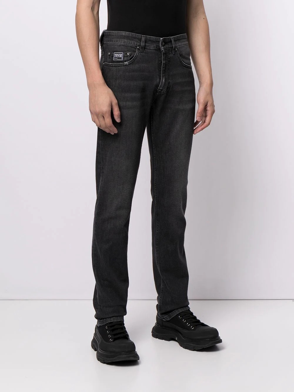 slim-cut dark-wash jeans - 3