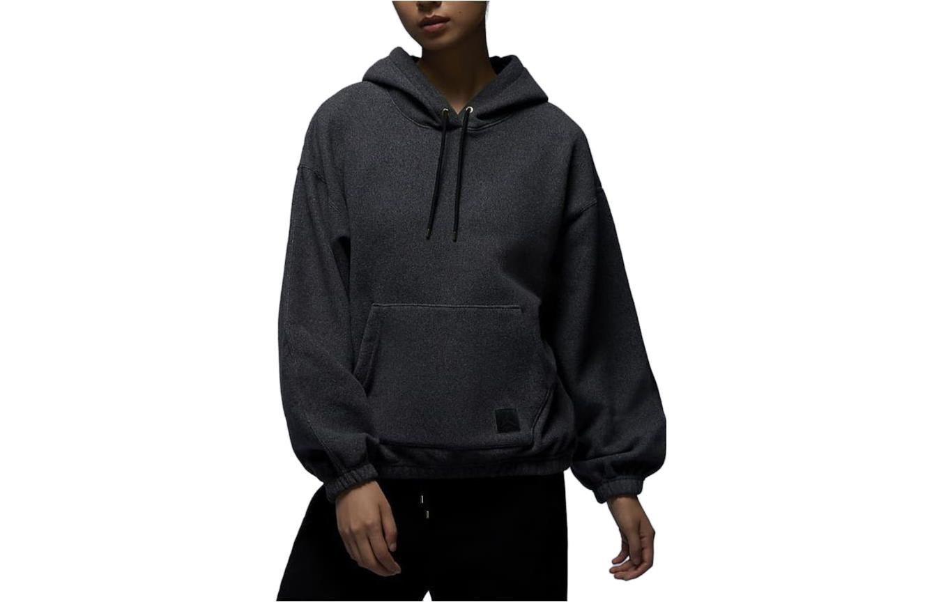 (WMNS) Air Jordan Flight Fleece Winterized Hoodie Asia Sizing 'Black Heather' FD7238-010 - 2