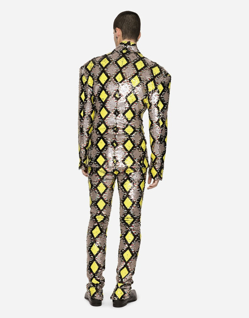 Double-breasted jacket with sequined diamond-design 5