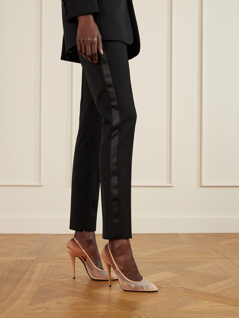 SAINT LAURENT Anita Satin-trimmed Mesh Slingback Pumps outlook