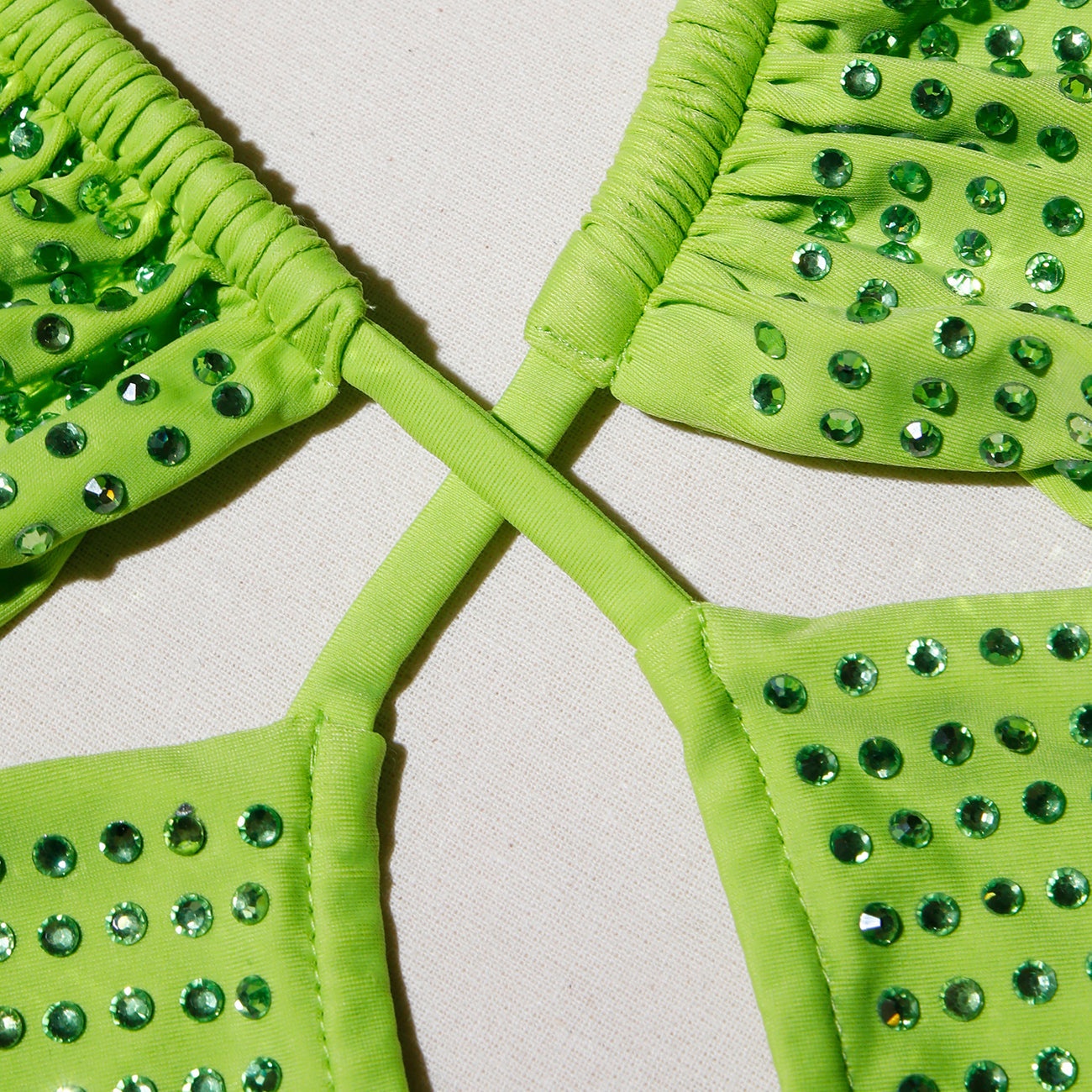 Green Rhinestone Strappy Swimsuit - 4