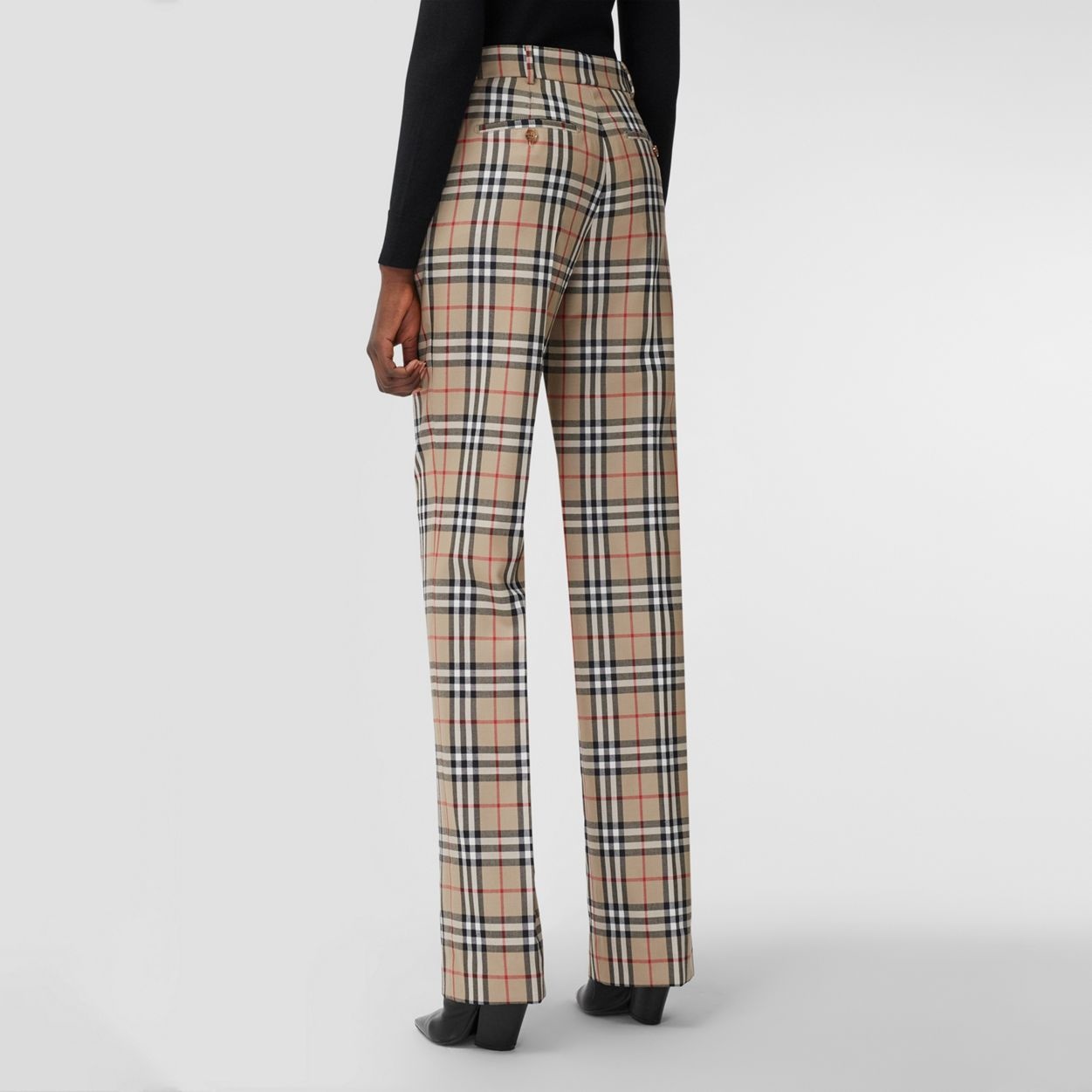 Vintage Check Wool Tailored Trousers - 4