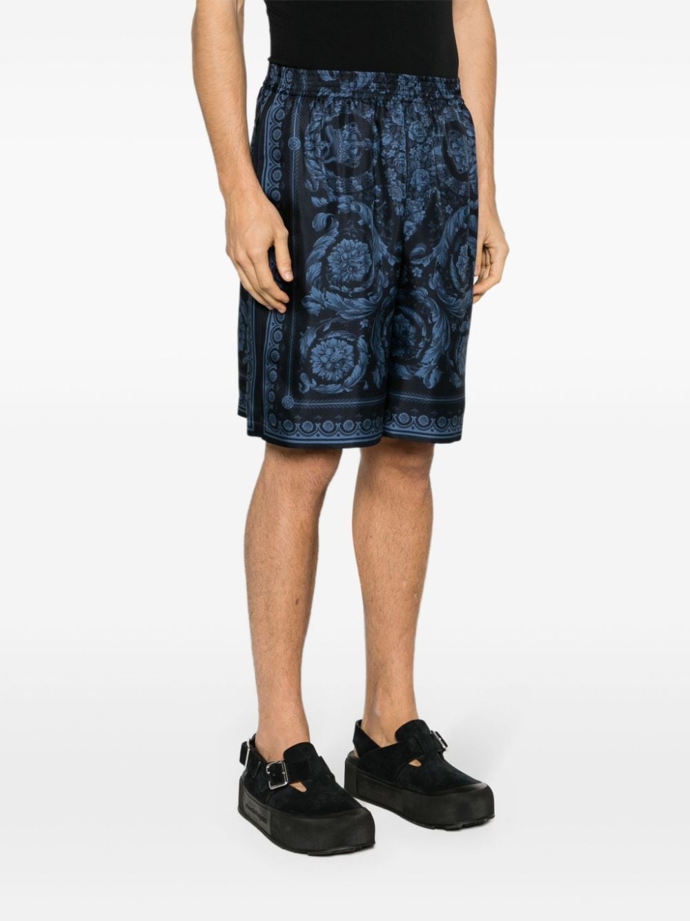 all-over Barroco print silk shorts - 3