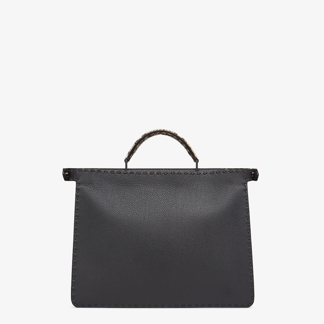 Medium Peekaboo ISeeU bag, made of dark gray Cuoio Romano leather finished with hand stitching. The  - 4