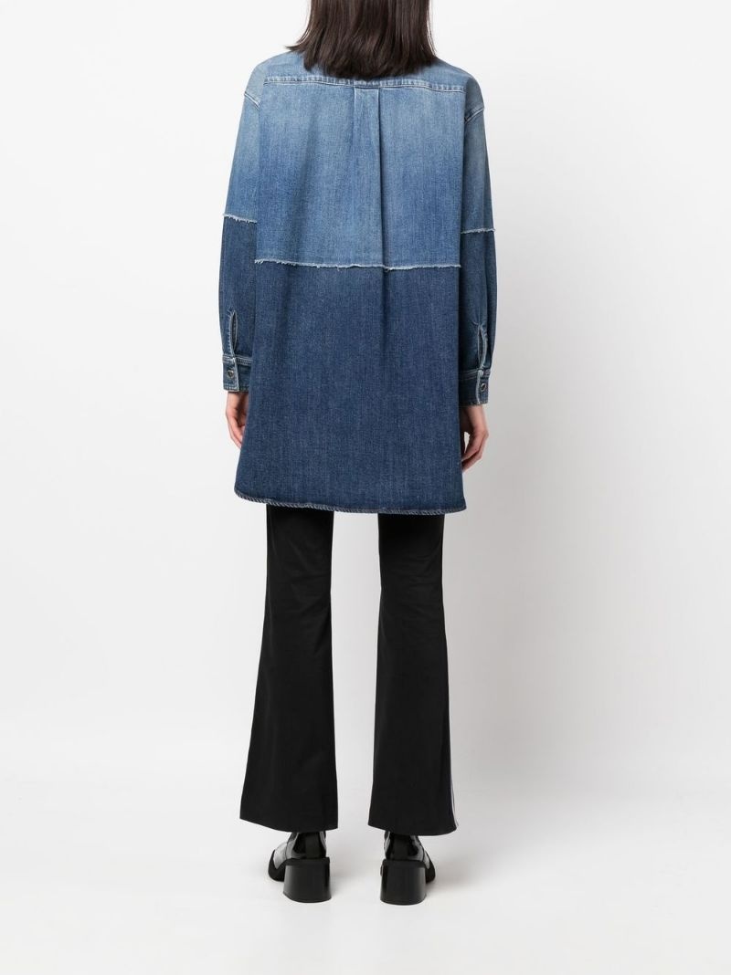 oversized two-tone denim shirt - 4