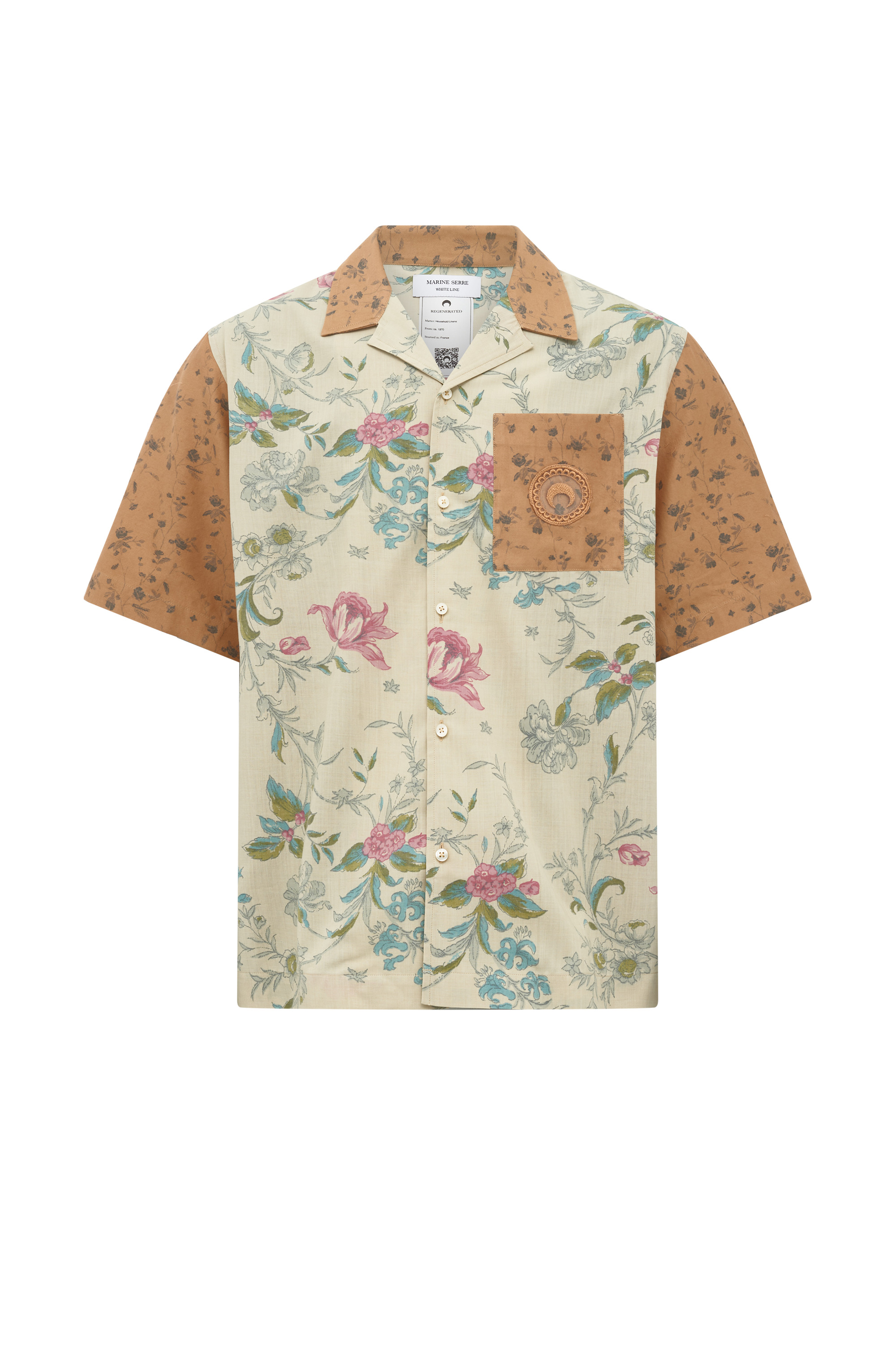 Upcycled Floral Linen Bowling Shirt - 8