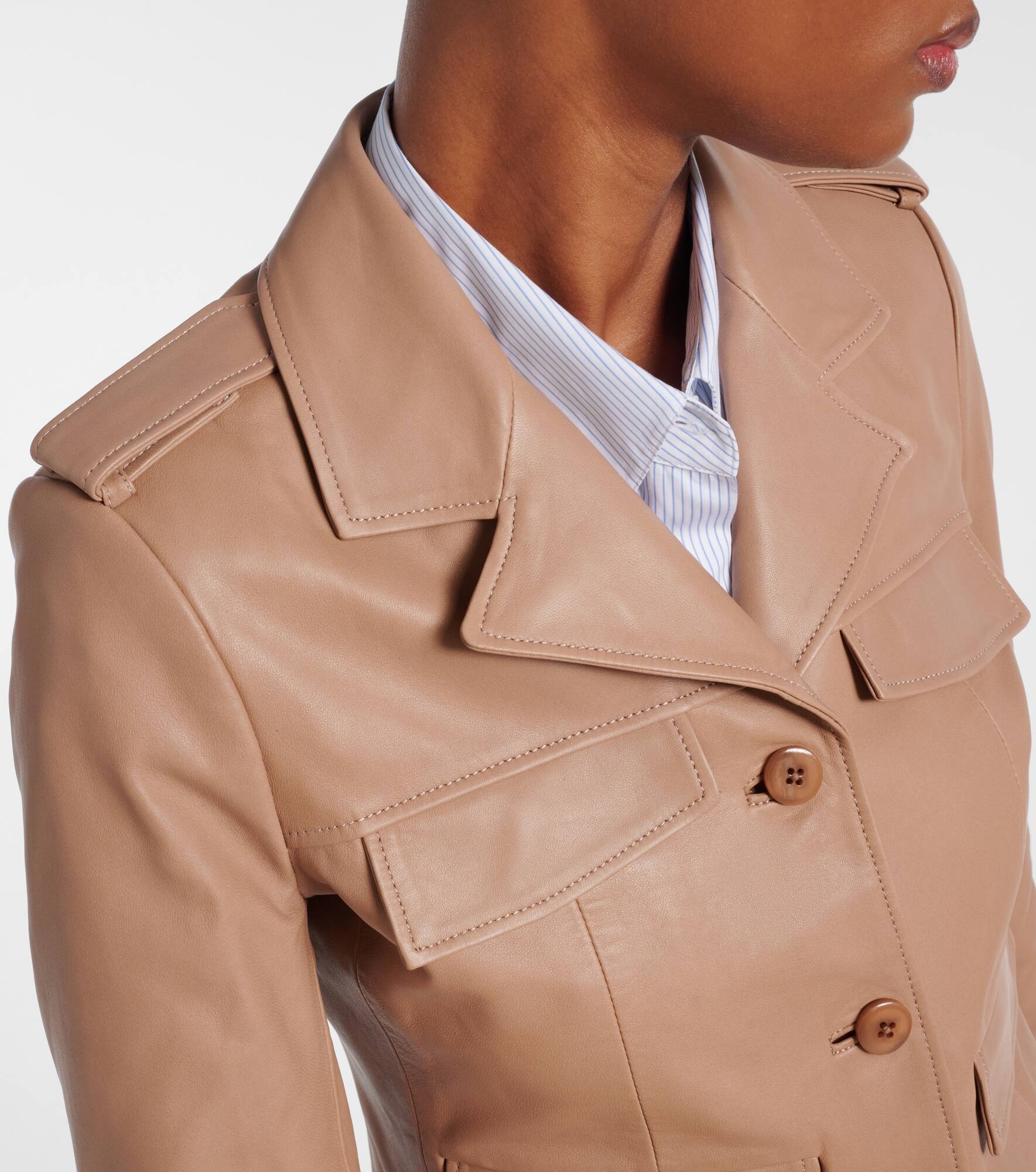 Sleek Statement cropped leather jacket - 5