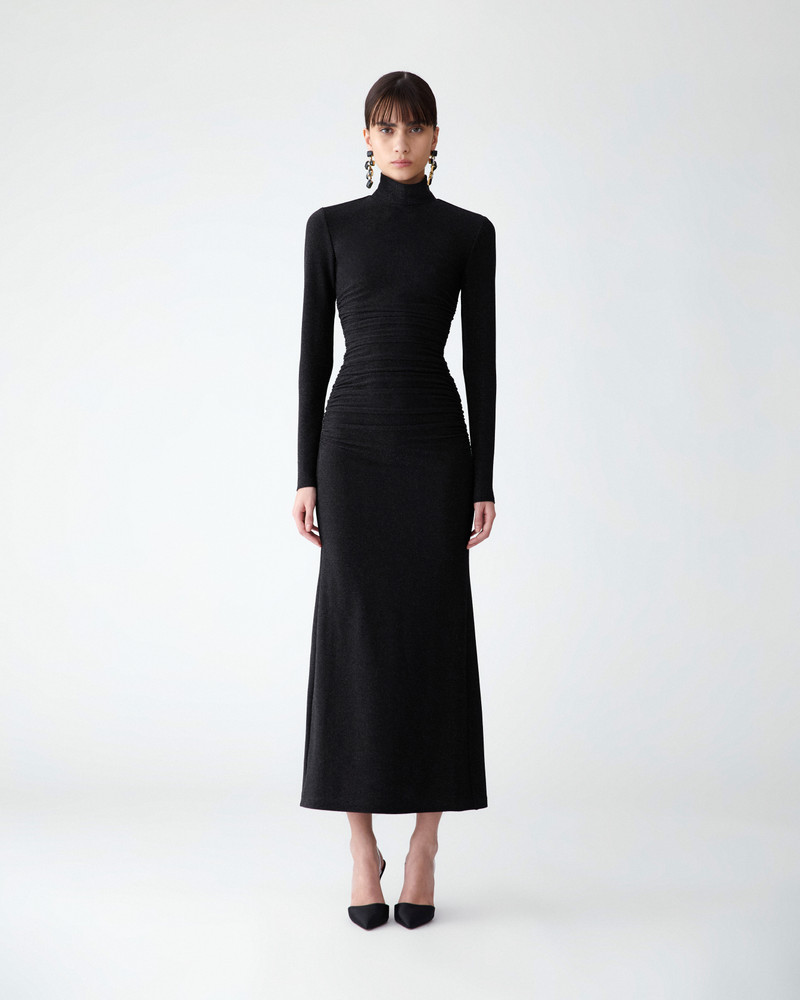 CAROLINA HERRERA Lurex Jersey Turtleneck Midi Dress outlook