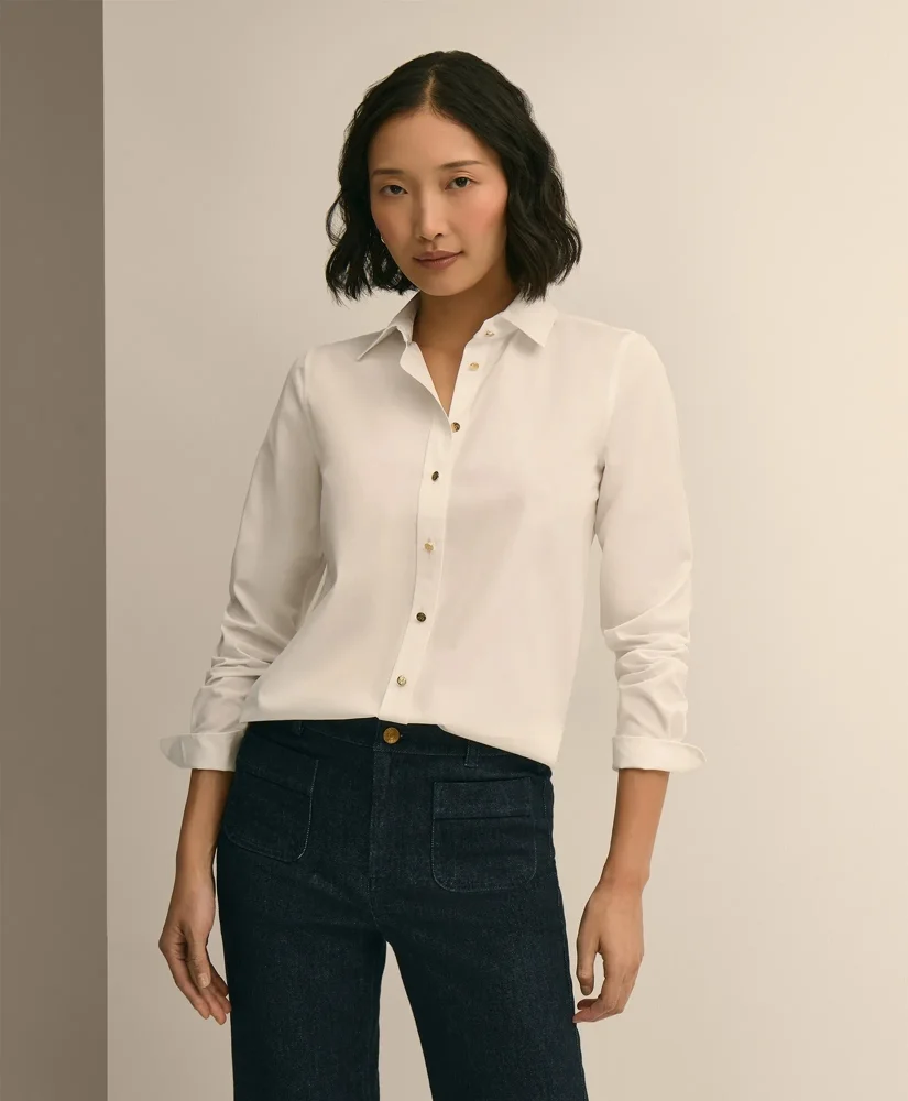 Supima® Cotton Gold-Tone Button Shirt - 1