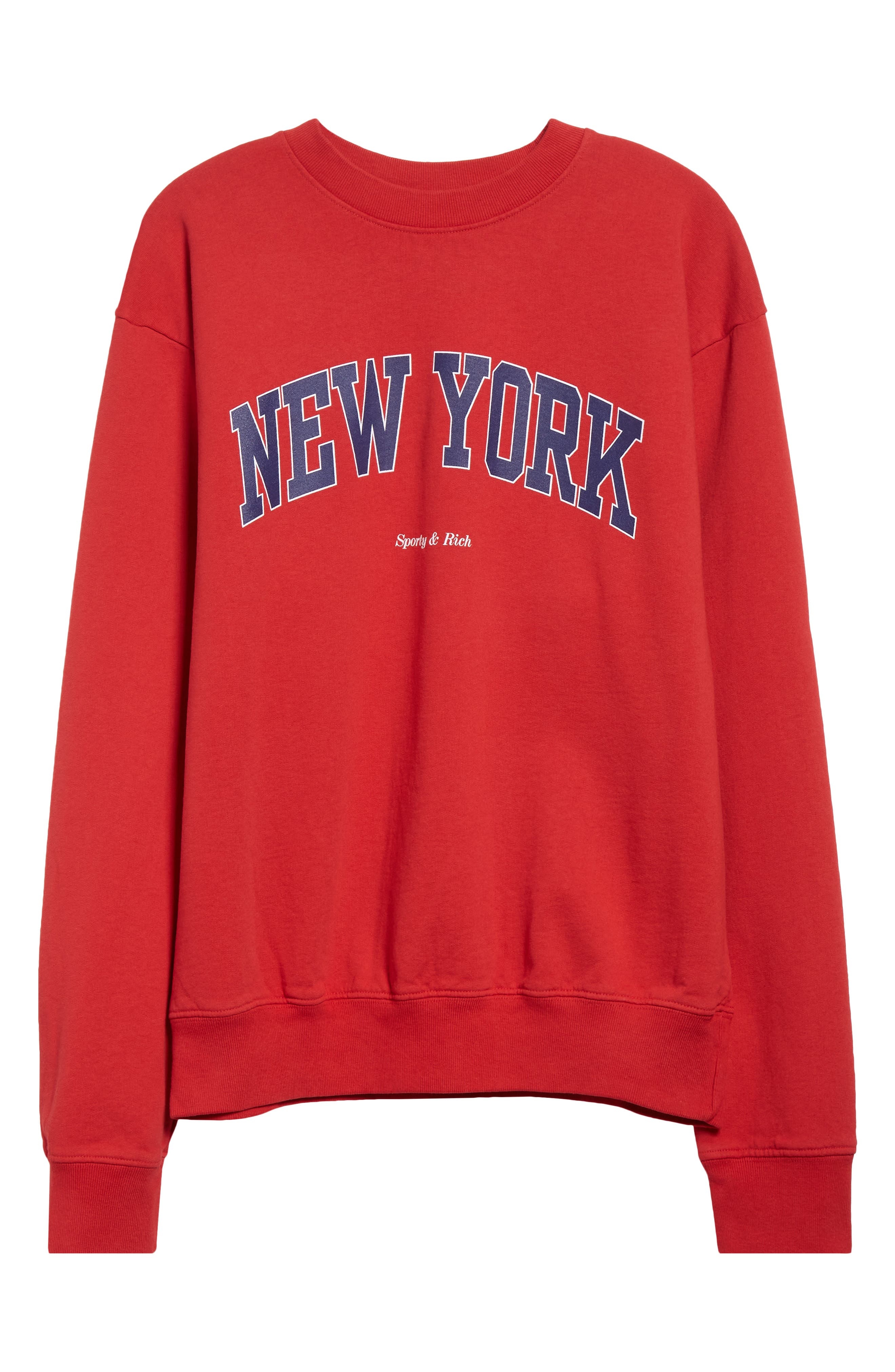 Sporty & Rich New York Ivy Cotton Crewneck Sweatshirt in Ruby at Nordstrom - 6