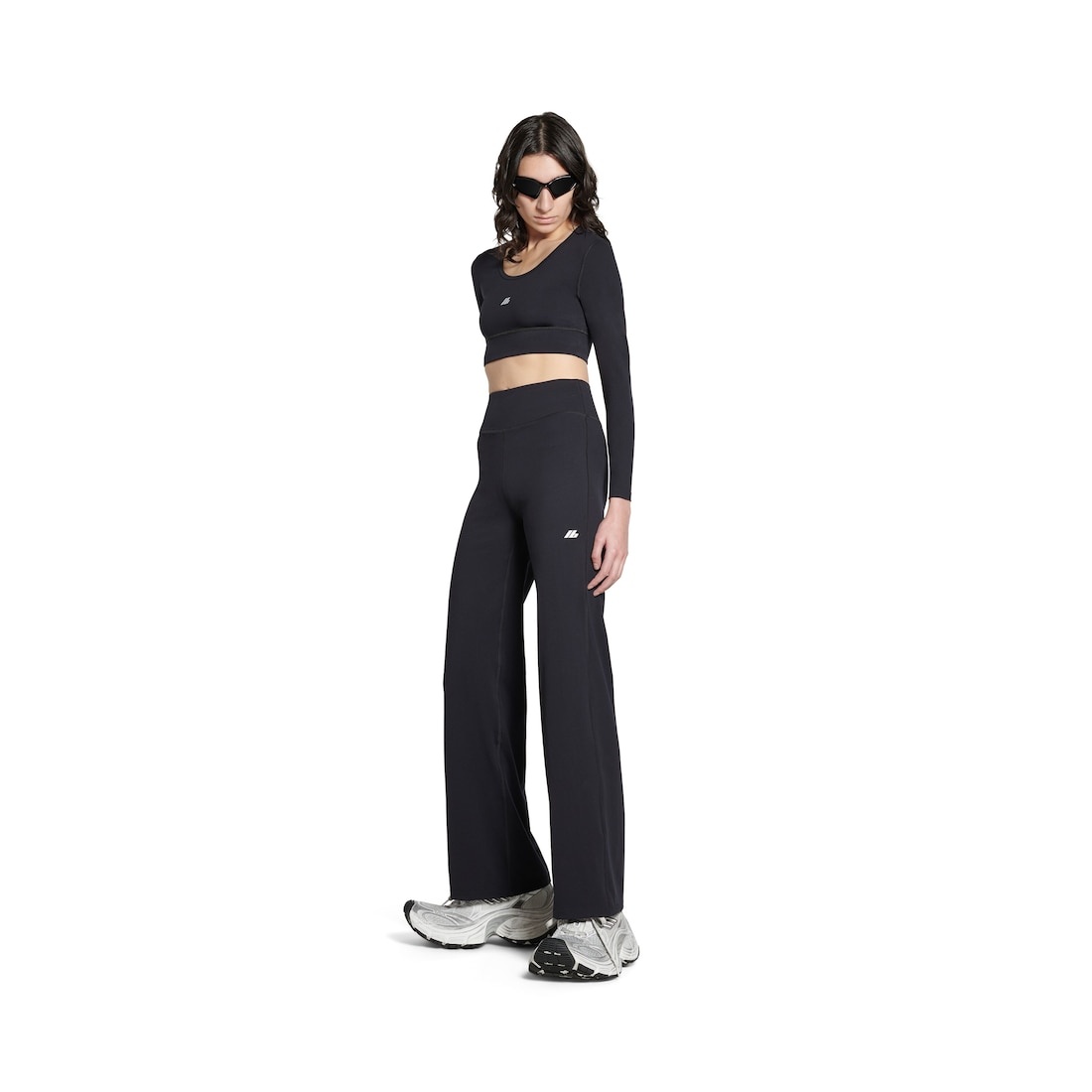 Activewear Flared Slim Pants in Black - 2