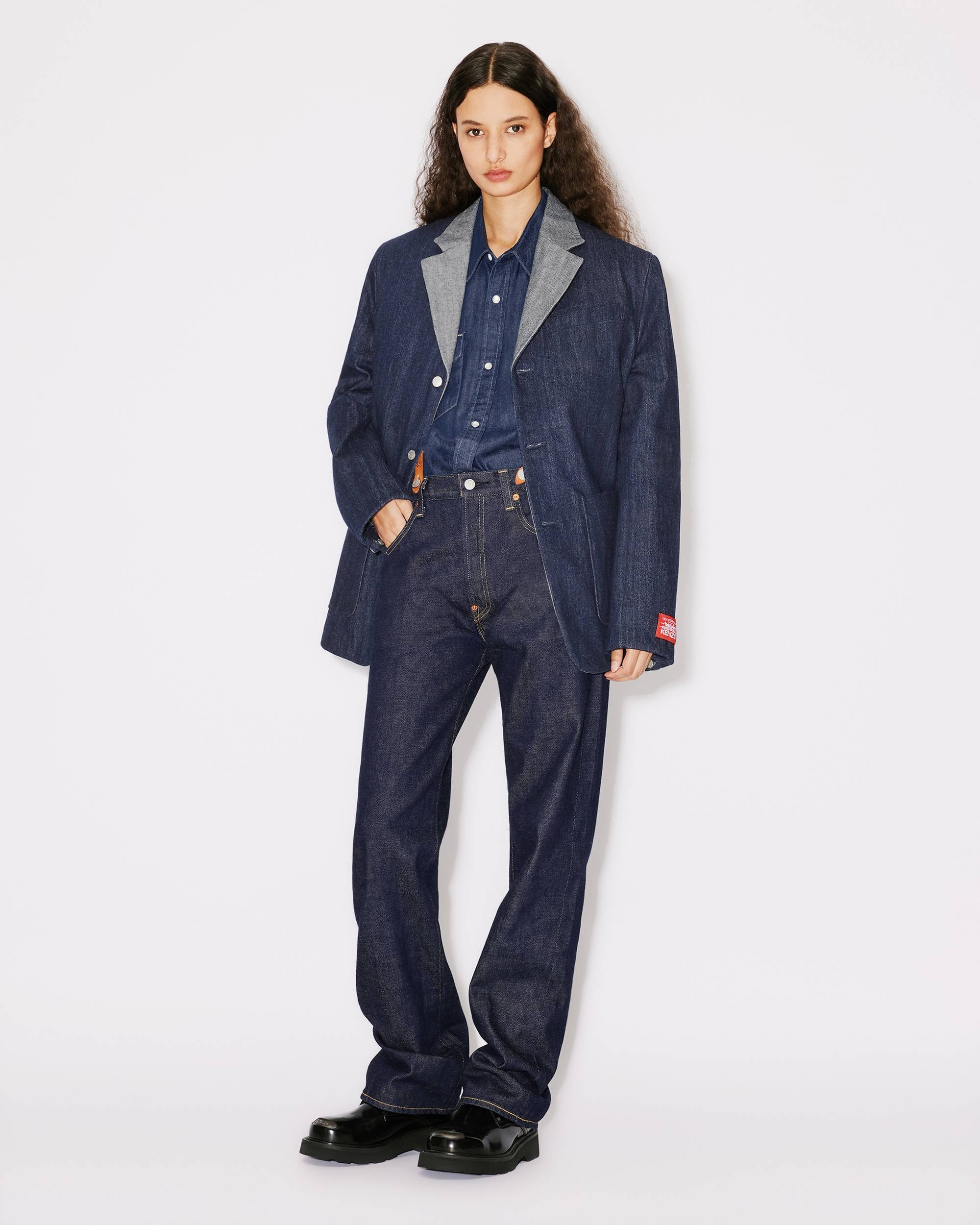 KENZO × LEVI'S DENIM BLAZER Lサイズ タグ付き KENZO x LEVI'S Printed Denim Blazer Rinse Blue Denim Men's