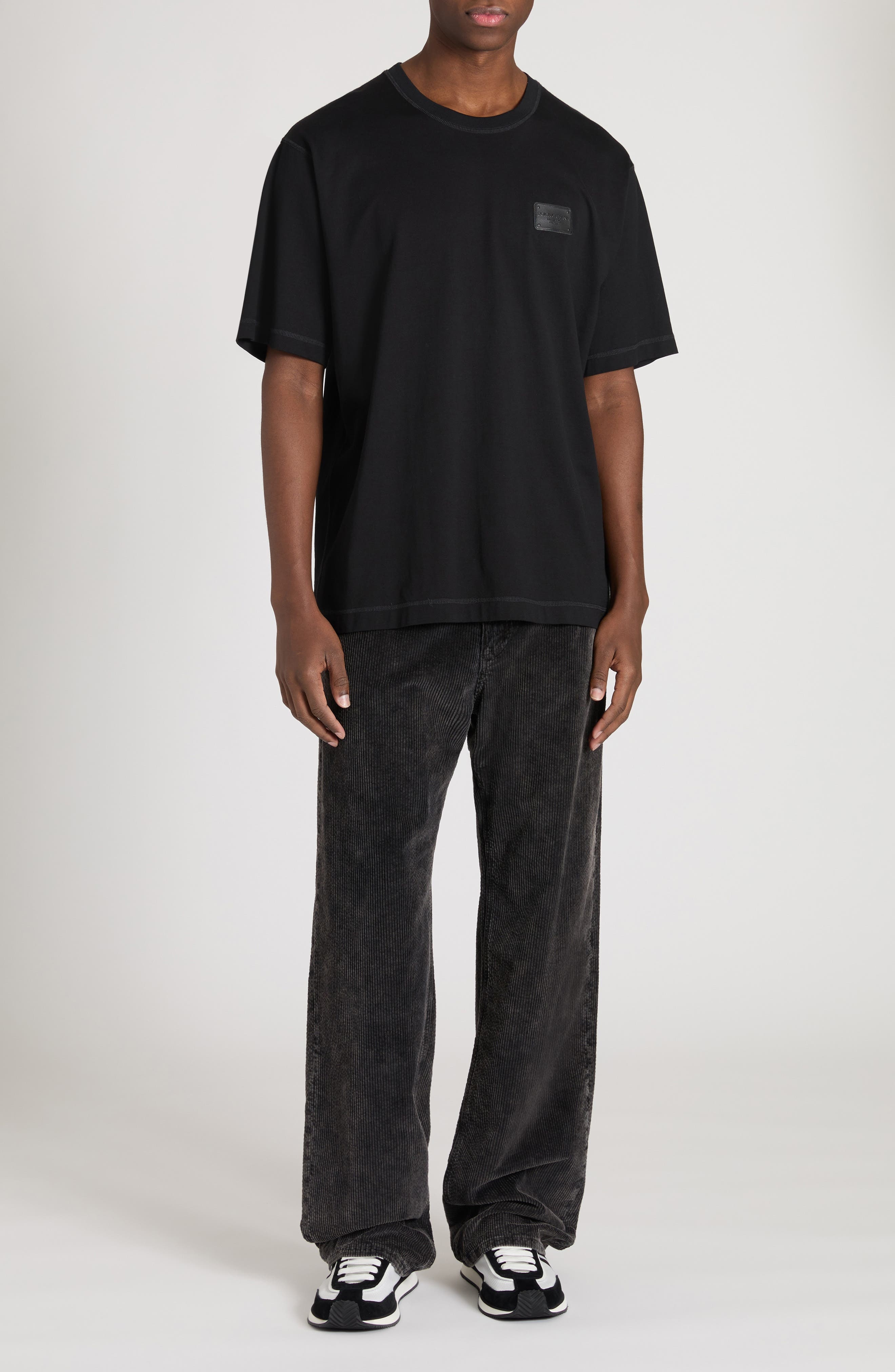 Dolce&Gabbana Logo Plaque Crewneck T-Shirt in N0000 Nero at Nordstrom - 2
