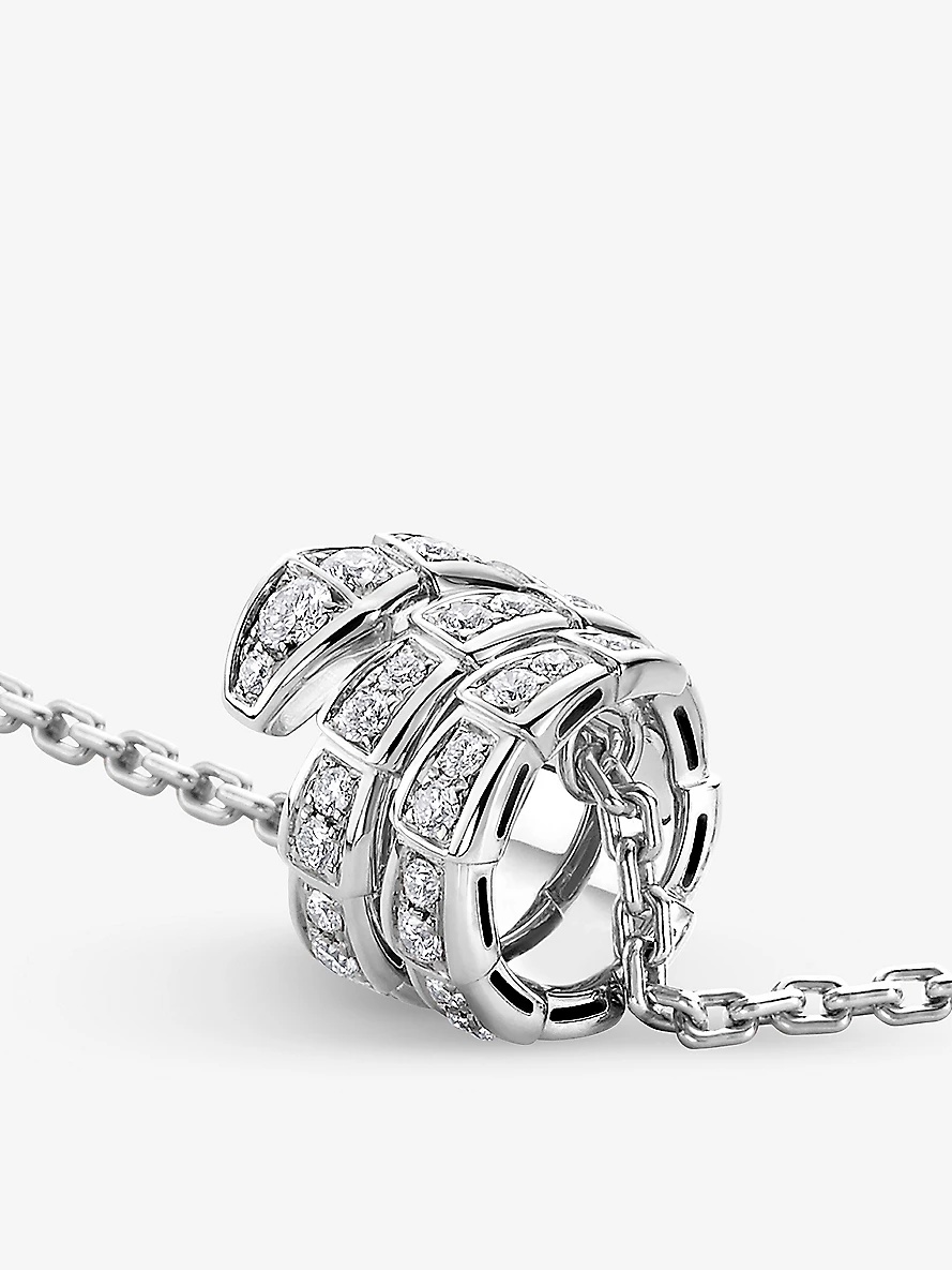 Serpenti Viper 18ct white-gold and 0.63ct round-cut diamond pendant necklace - 3