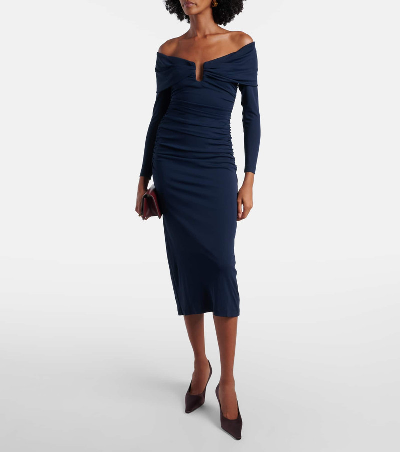 CAROLINA HERRERA Off-shoulder ruched midi dress outlook