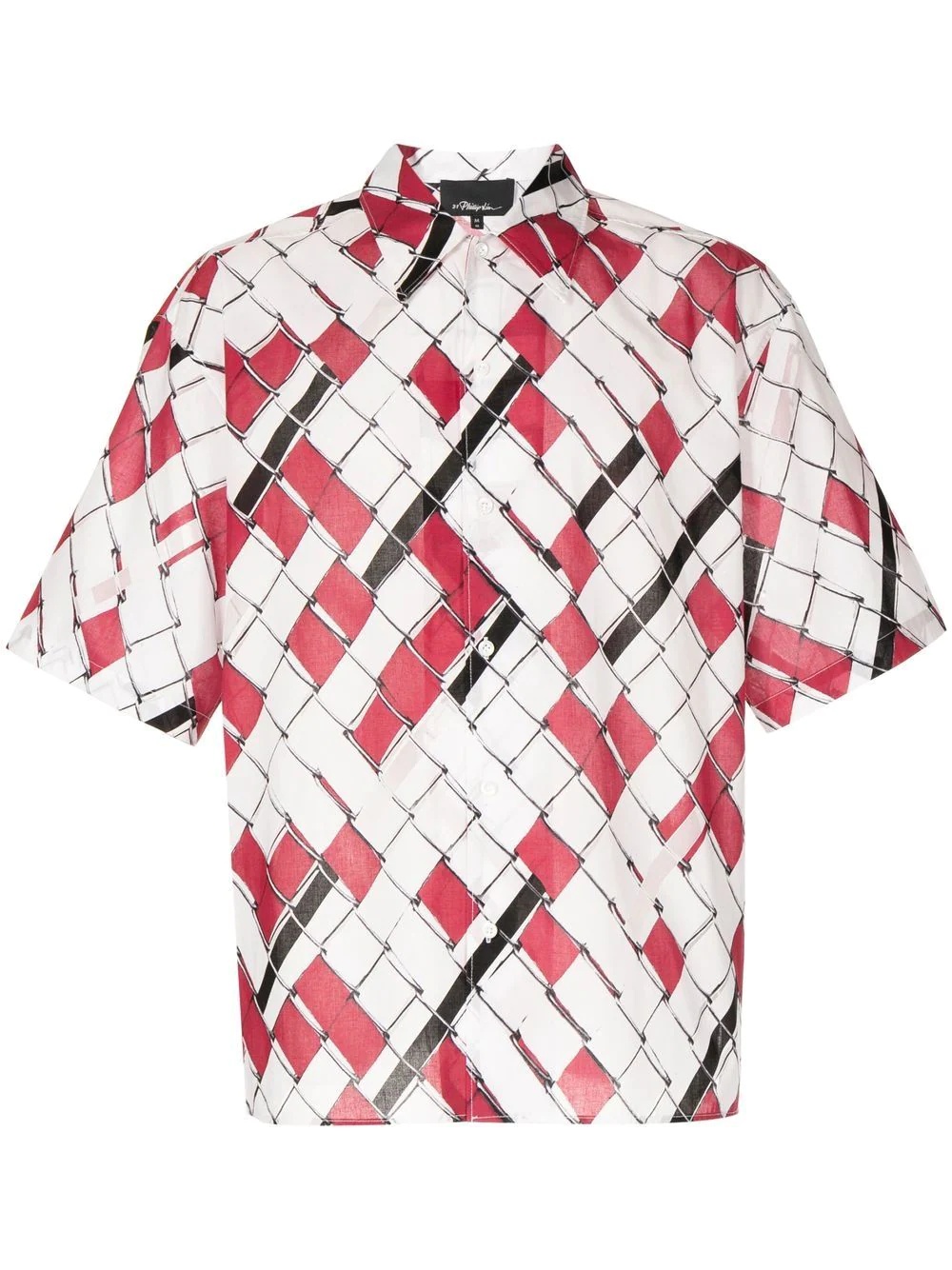 woven-print short-sleeved shirt - 1