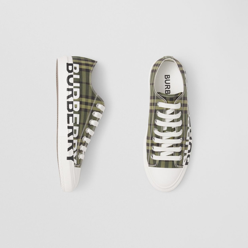 Burberry Logo Print Check Cotton Sneakers – Online Exclusive outlook