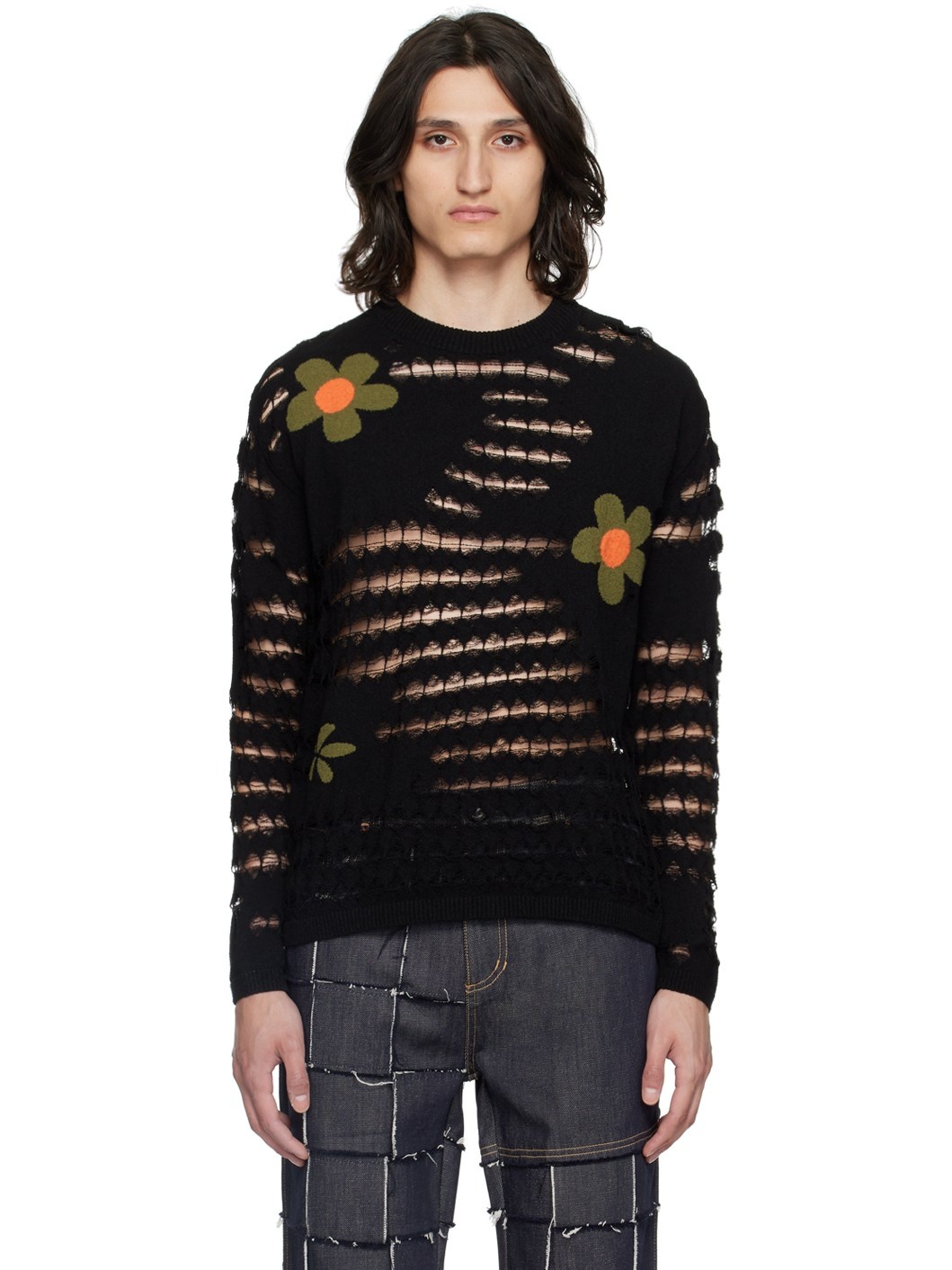 Black Flower Sweater - 1