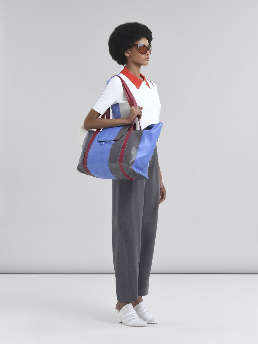 WHITE TECHNICAL VISCOSE POLO WITH CONTRASTING BACK PANEL - 5