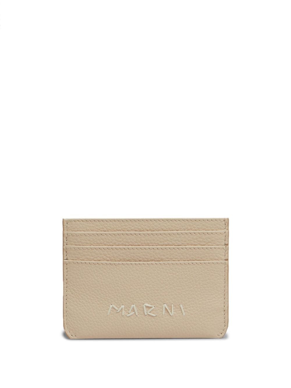 embroidered logo leather card holder - 1