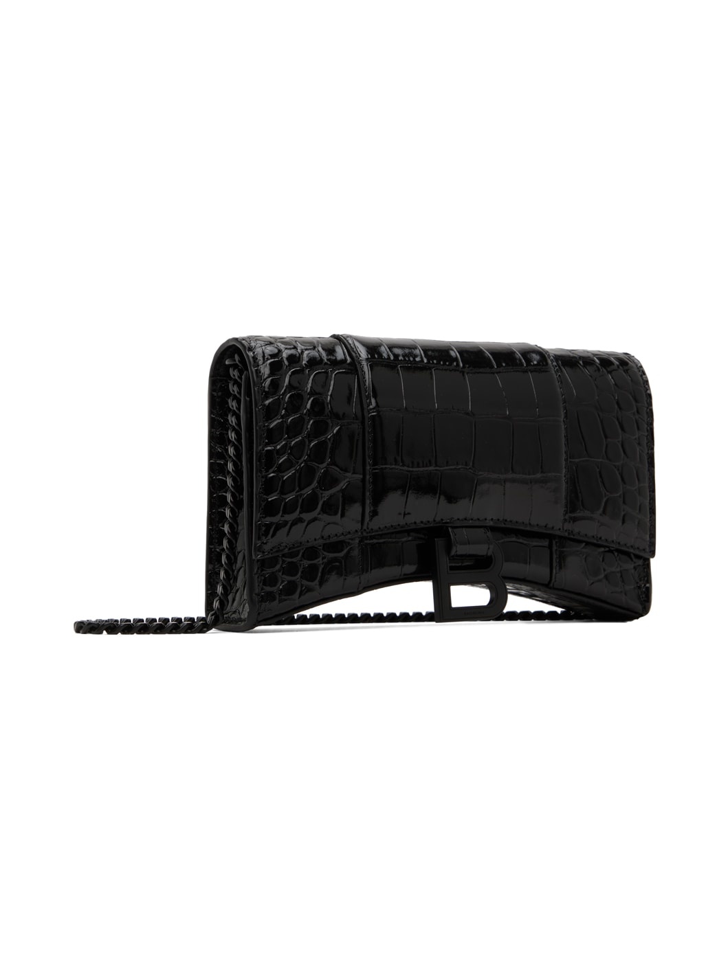 Black Croc Hourglass Bag - 2