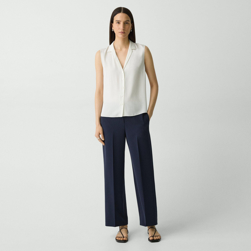 Theory Camp Collar Blouse in Silk Georgette outlook