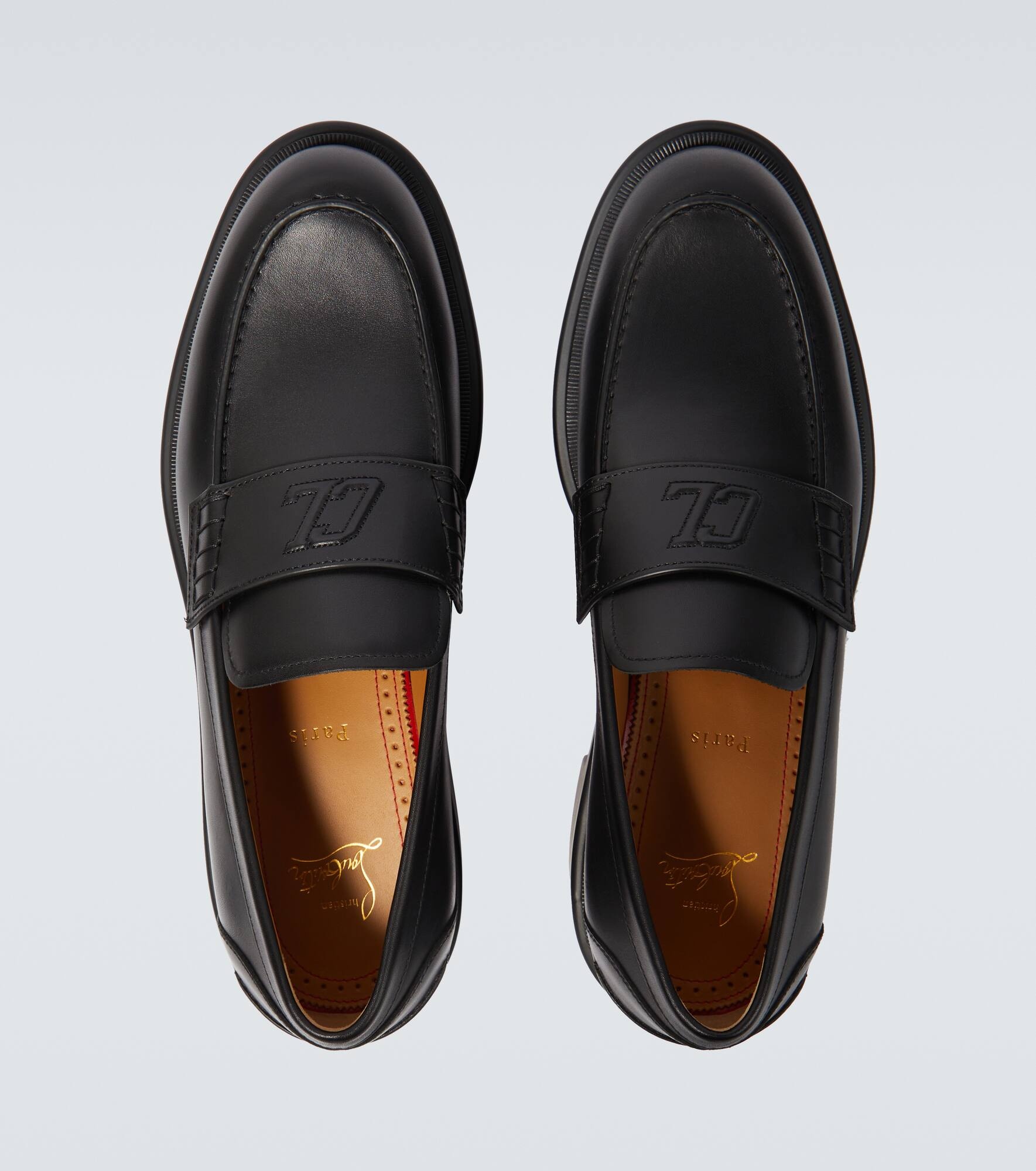Monogram leather loafers - 4