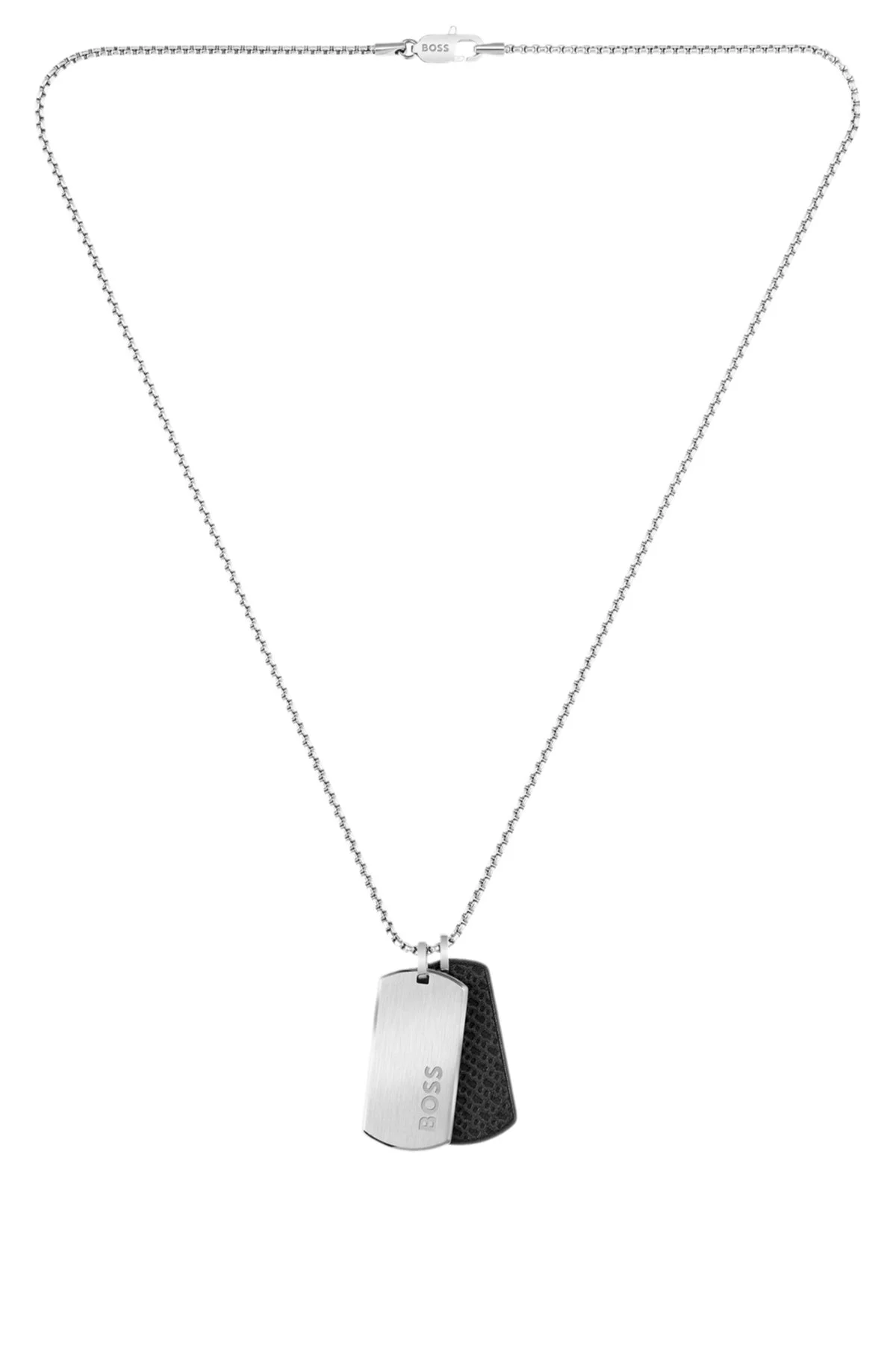 SILVER-TONE NECKLACE WITH DOUBLE-TAG PENDANT - 1