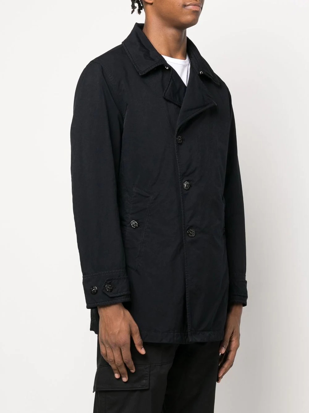 asymmetric button-fastening peacoat - 3