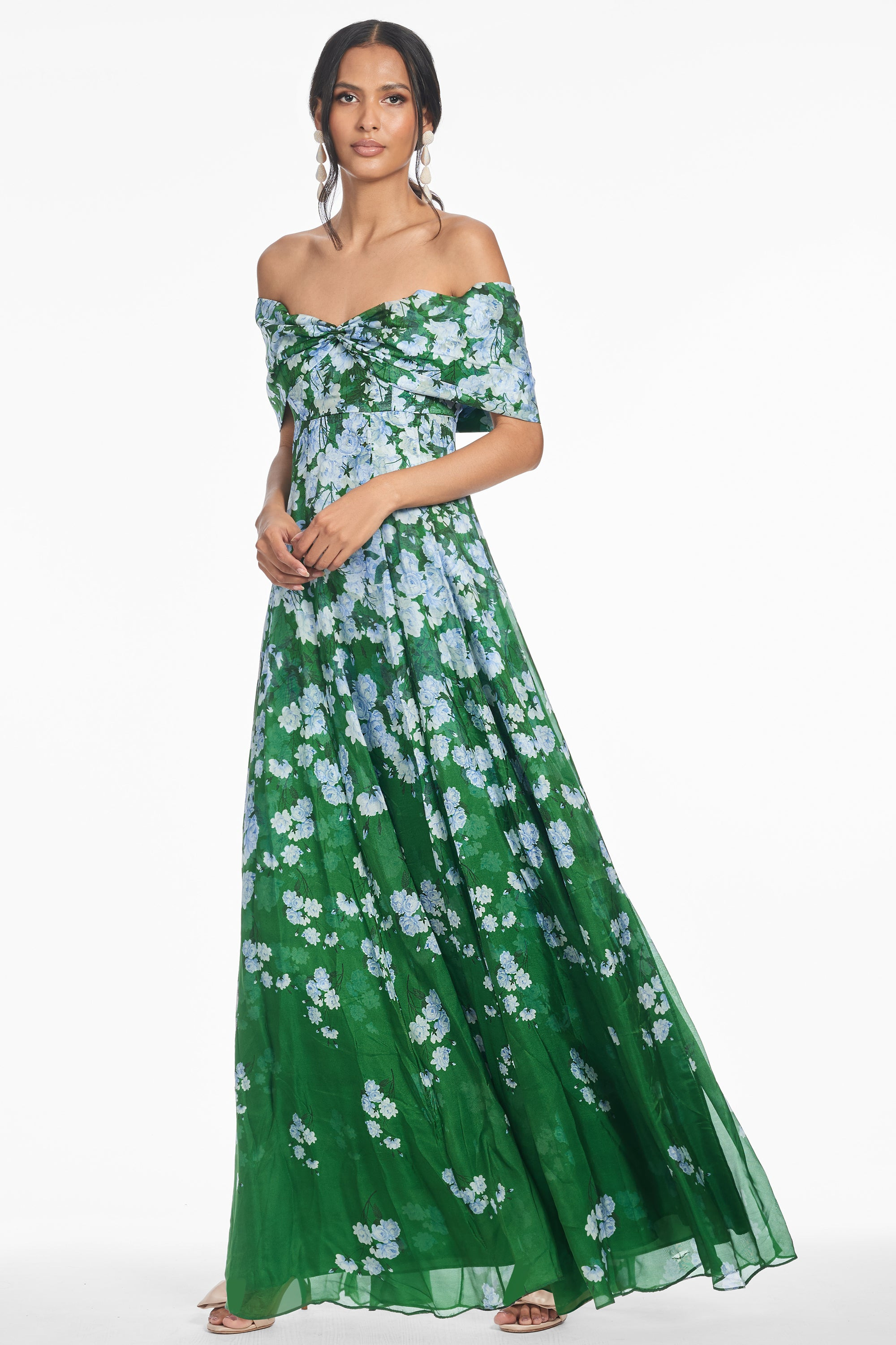 KENNEDY GOWN - KELLY GREEN DEGRADE FLORALS - 2