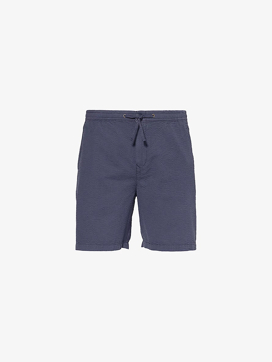 Drawstring-waist textured cotton-poplin shorts - 1