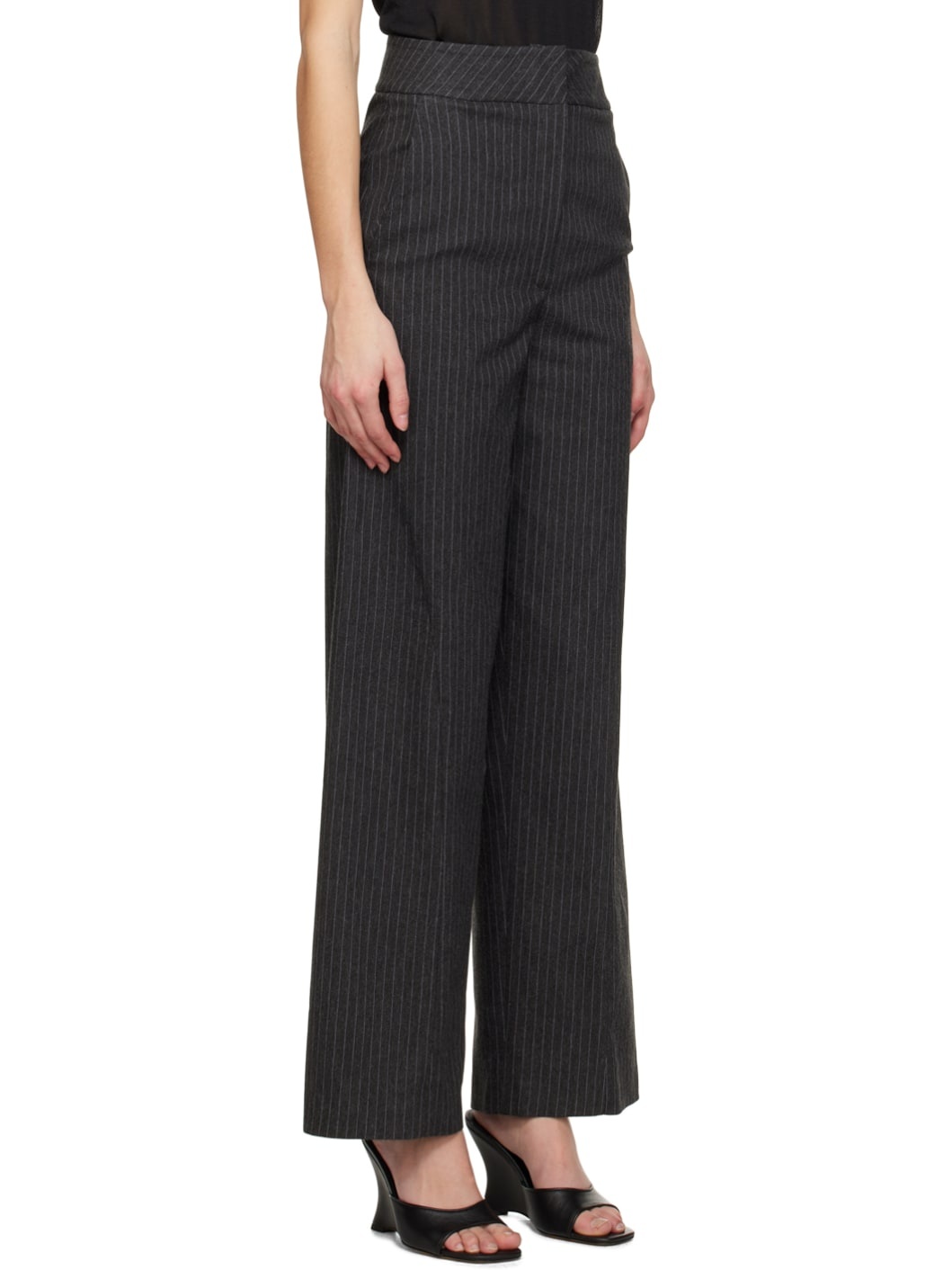 Gray Curved Stitched Trousers - 2