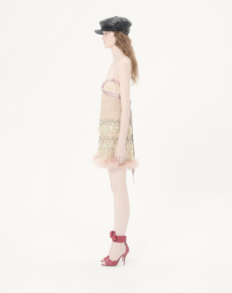 TULLE ILLUSIONE EMBROIDERED SHORT DRESS 6