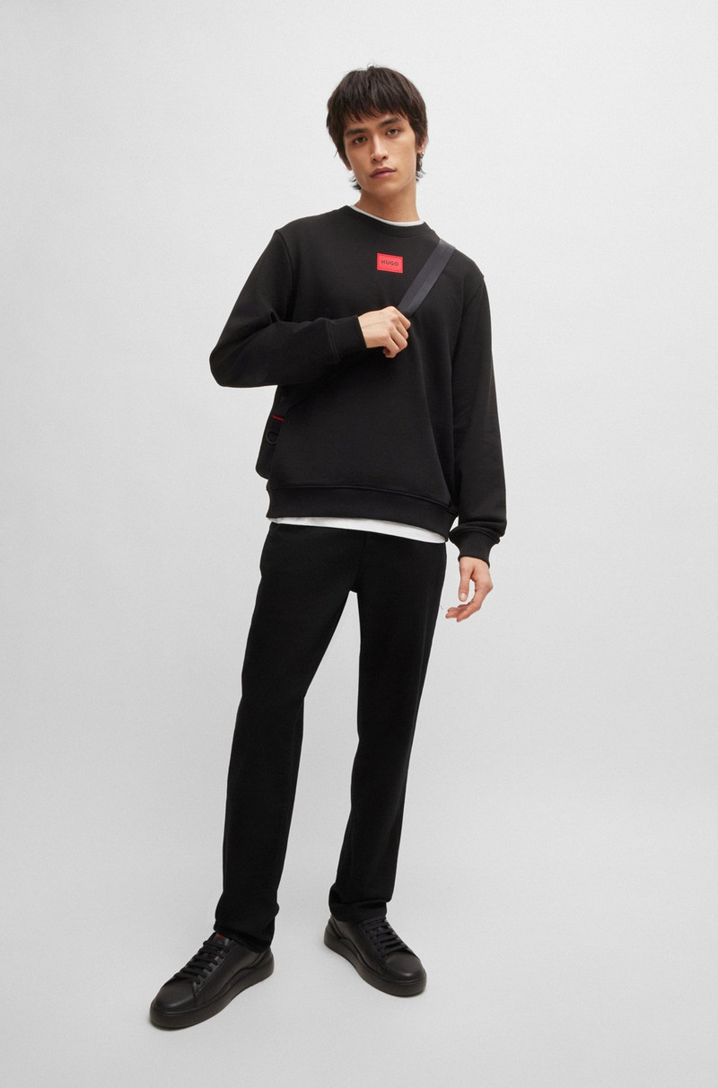 HUGO TAPERED-FIT JEANS IN BLACK-BLACK STRETCH DENIM outlook